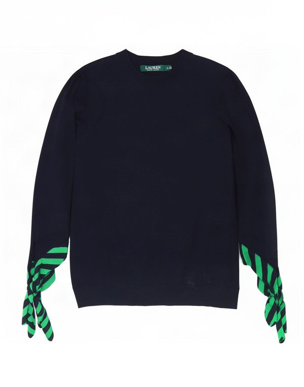 Maglione maglione con scollo a barca da donna Ralph Lauren UK 10 piccolo blu navy