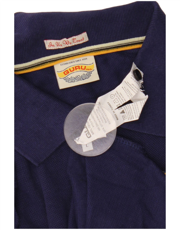 Polo da uomo a maniche lunghe Guru grande in cotone blu navy