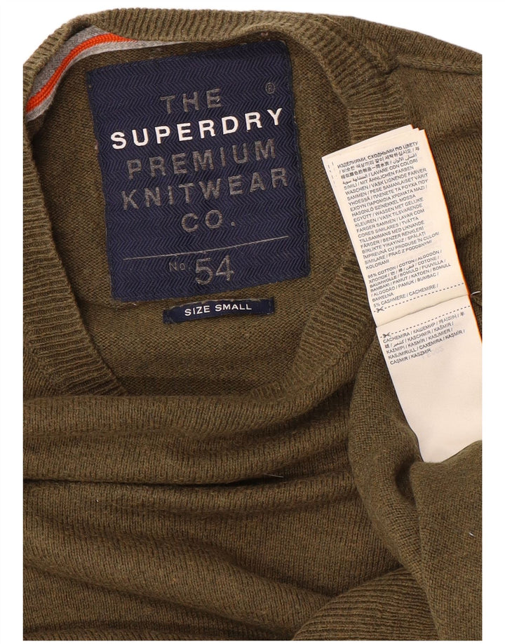 Maglione maglione girocollo da uomo Superdry piccolo cotone kaki