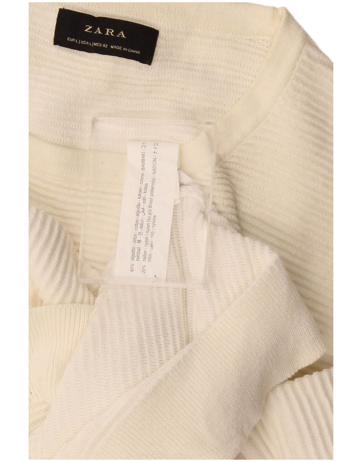 Maglione maglione girocollo da uomo Zara grande in cotone bianco sporco