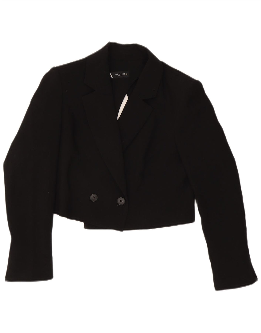 Giacca blazer doppiopetto corta da donna Zara UK 14 media acetato nero