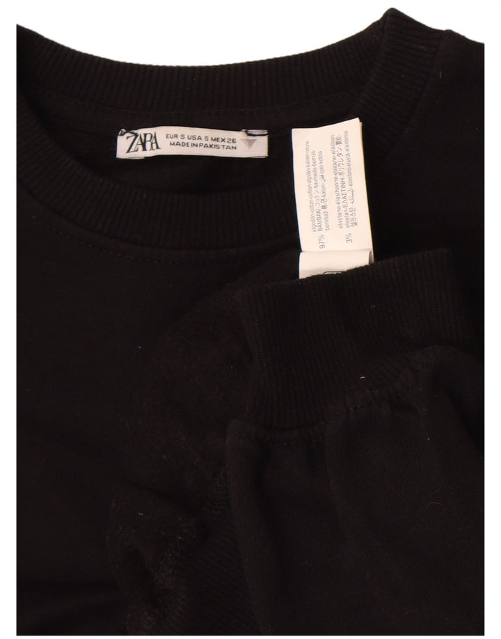 Felpa corta oversize da donna Zara UK 10 piccola in cotone nero