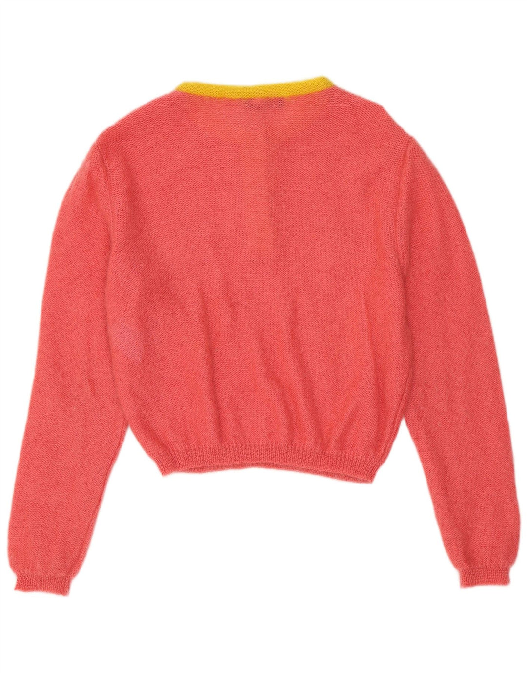 Maglione da donna VINTAGE con collo a bottoni IT 44 Colorblock rosa medio