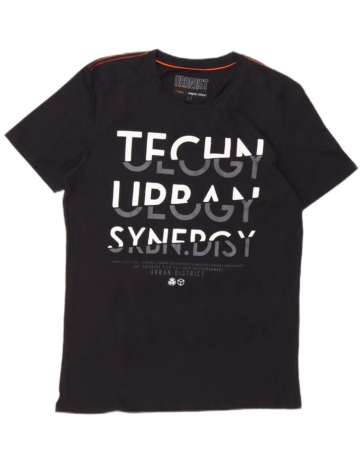 ANGELO LITRICO T-shirt grafica da uomo Top piccola in cotone nero