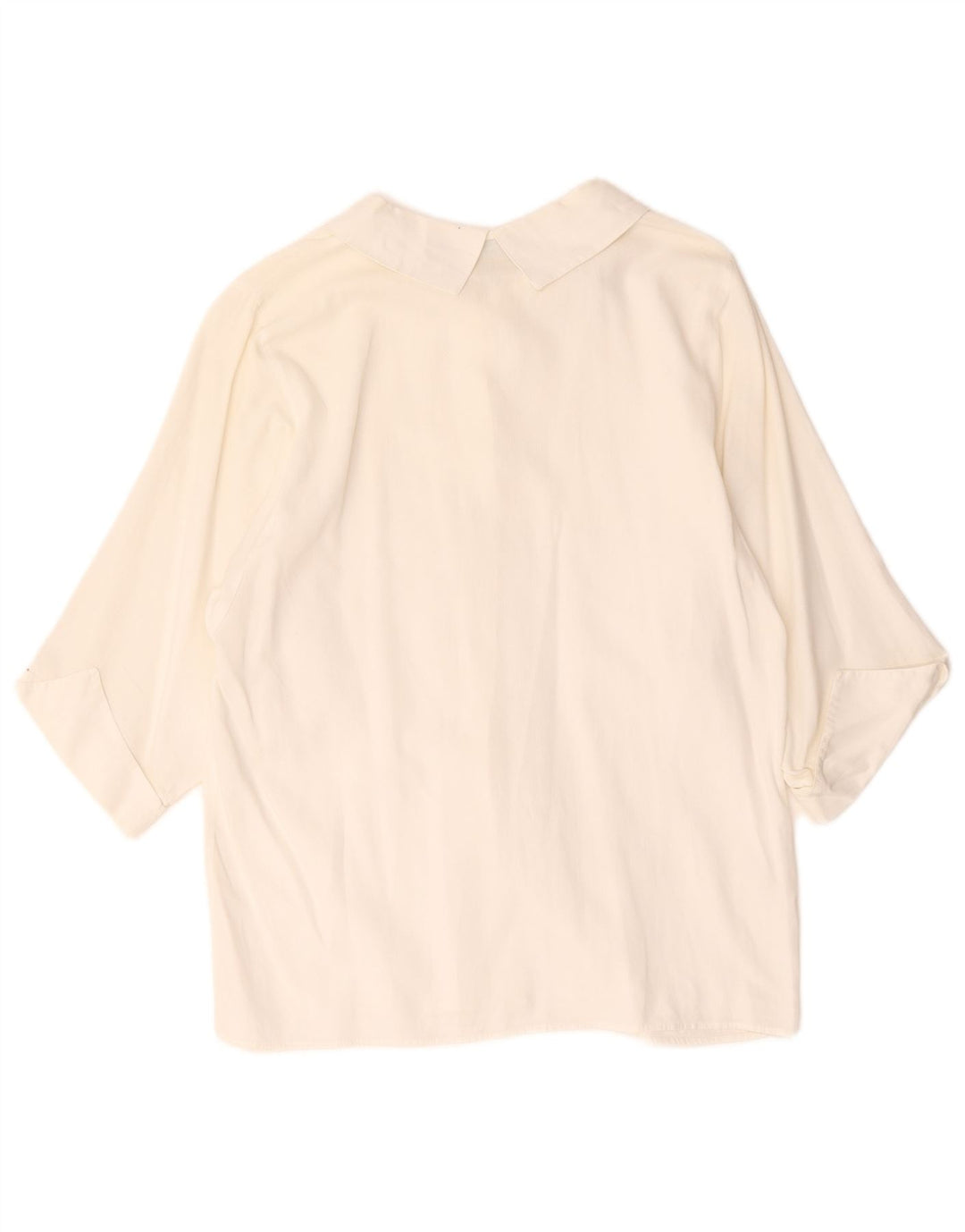 Camicia a maniche 3/4 da donna Benetton UK 12 cotone bianco medio