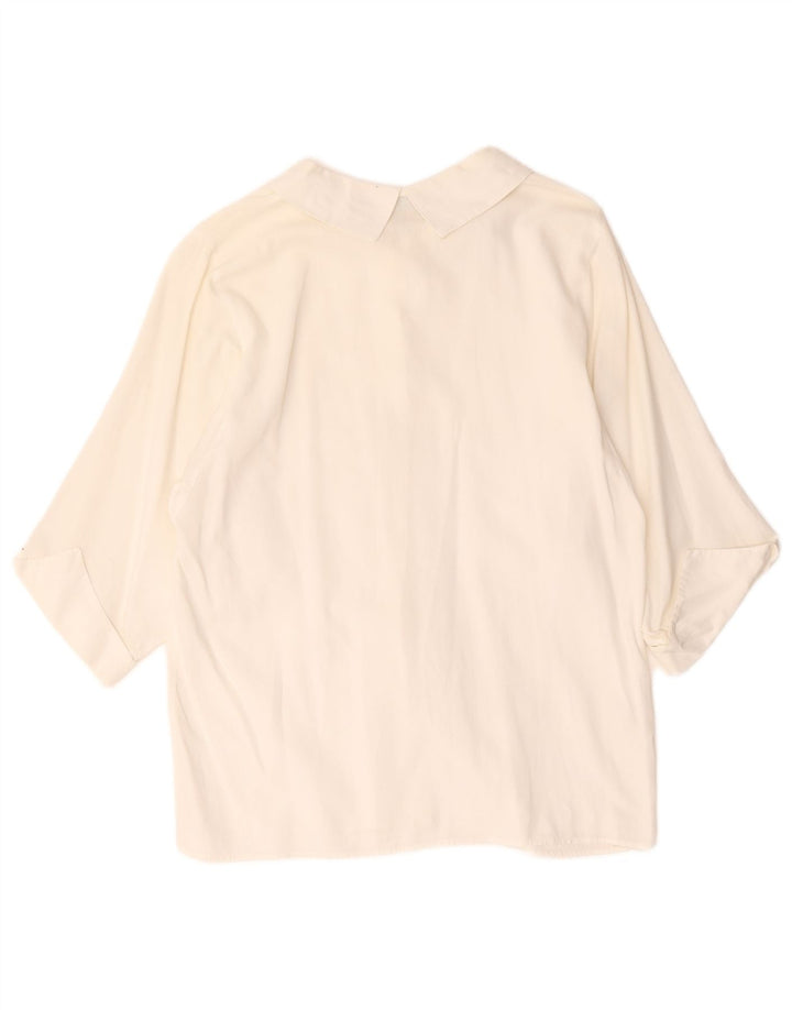 Camicia a maniche 3/4 da donna Benetton UK 12 cotone bianco medio
