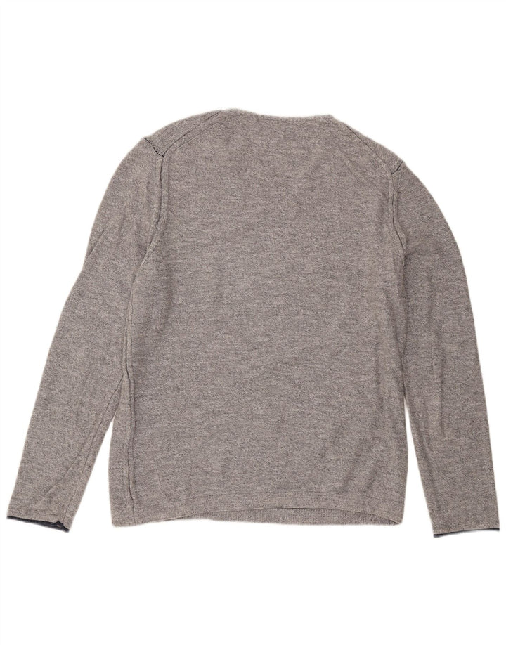 Maglione maglione da uomo con scollo a V Hugo Boss XL in cotone grigio