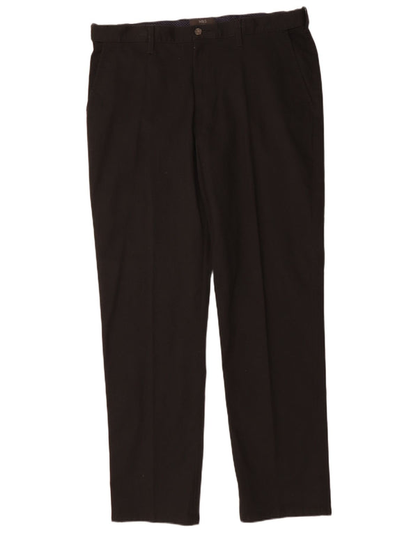 MARKS & SPENCER Pantaloni chino dritti da uomo W38 L33 cotone nero