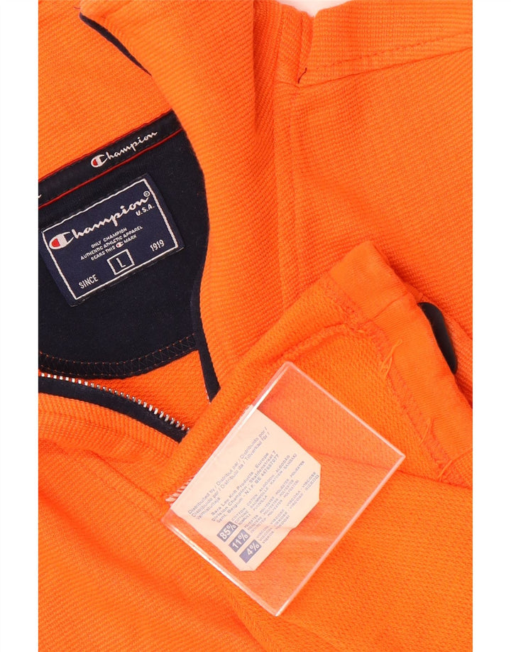 Felpa Champion da uomo con collo con zip, maglione grande, cotone arancione