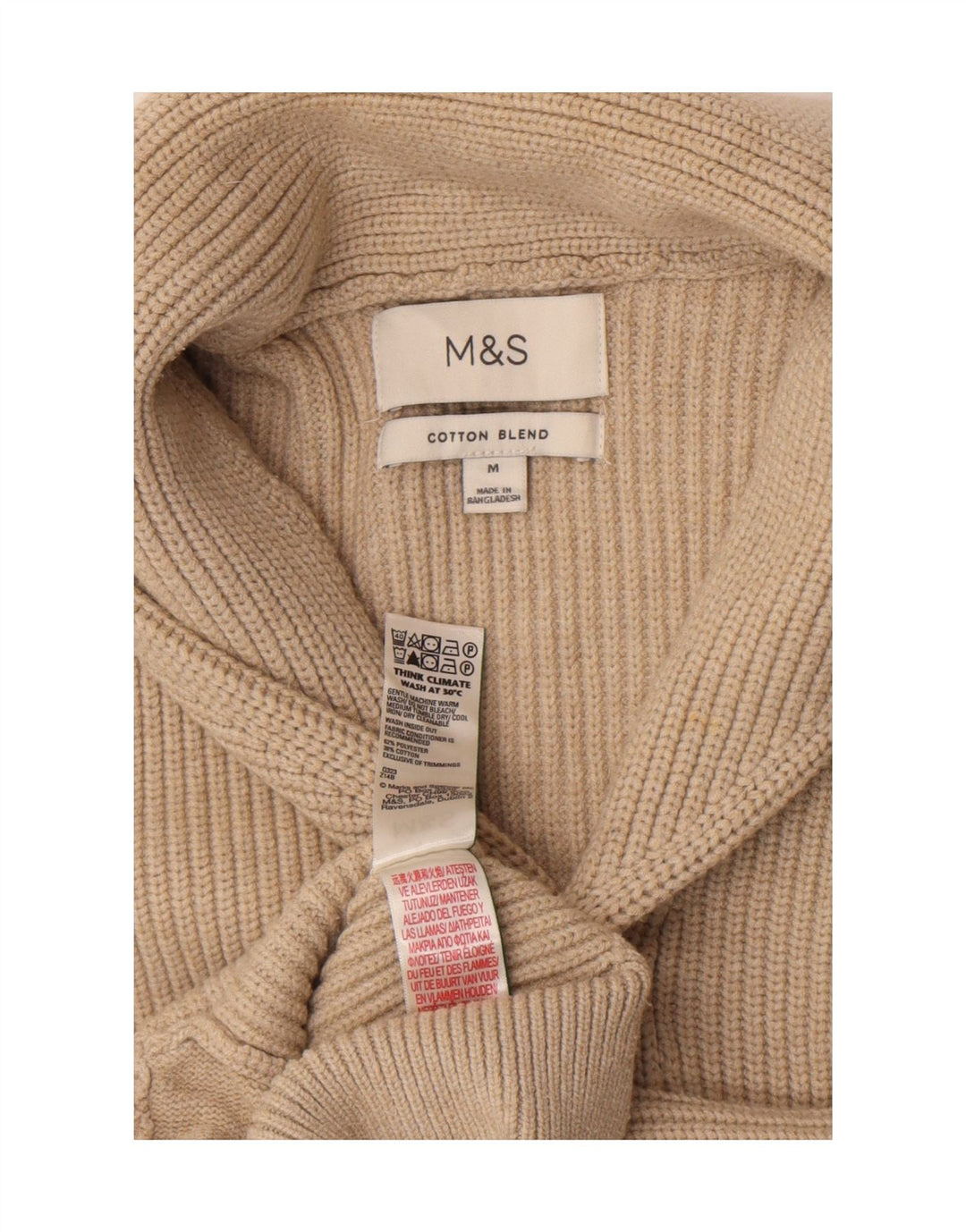Maglione cardigan da uomo Marks & Spencer Poliestere beige medio