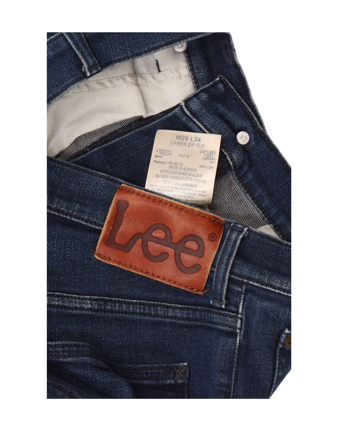 LEE Mens Daren Zip Fly Slim Jeans W29 L34 Blue Cotton Vintage Lee and Second-Hand Lee from Messina Hembry 