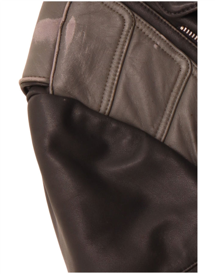 Giacca da motociclista in pelle da uomo MQP UK 46 3XL Pelle color block nera