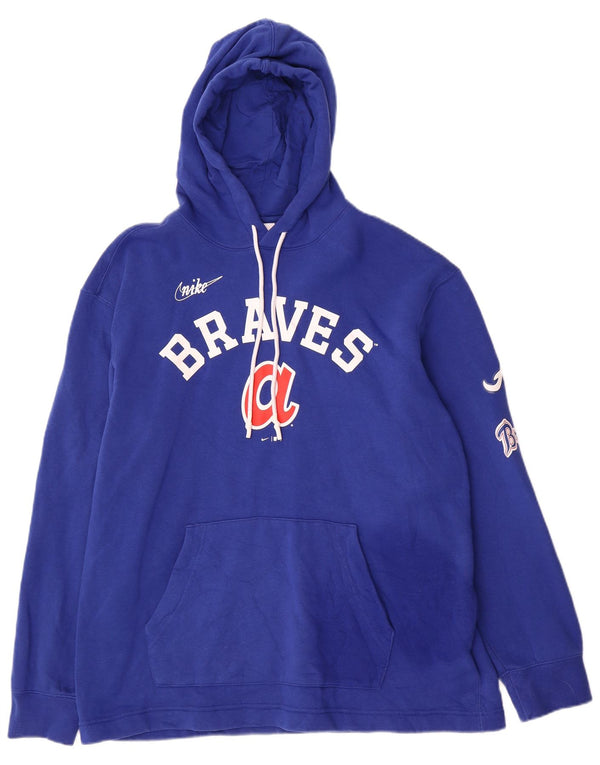 Felpa con cappuccio grafica Nike Atlanta Braves da uomo in cotone blu medio