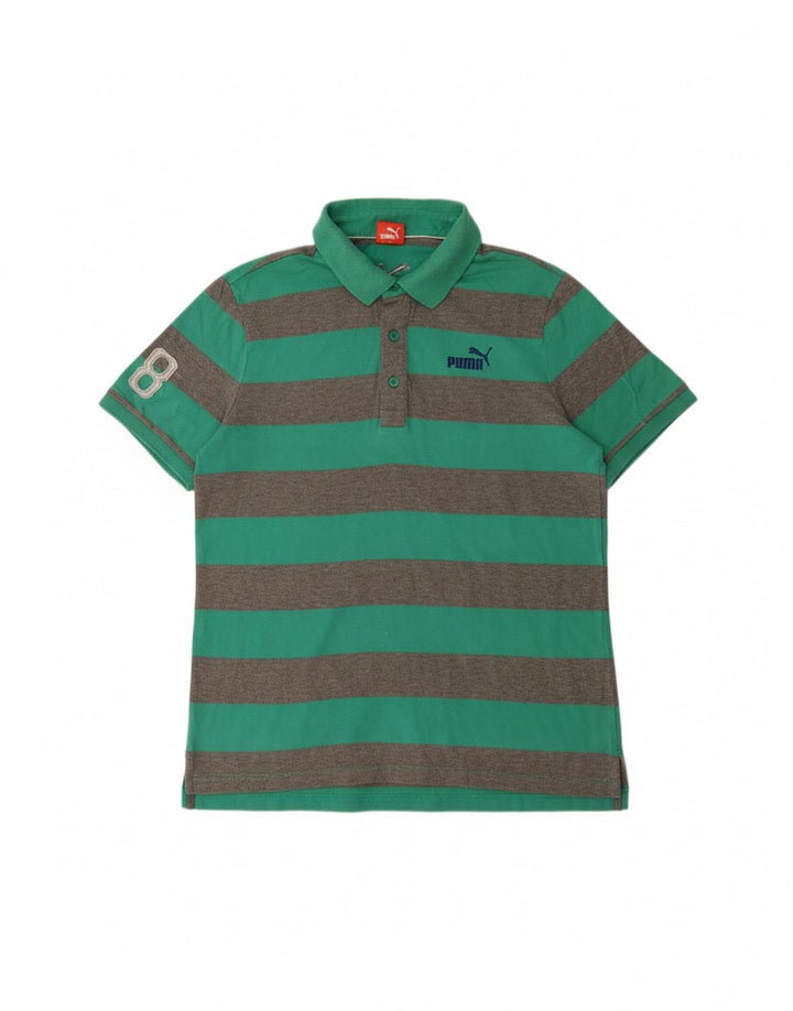 PUMA Mens Polo Shirt Large Green Striped