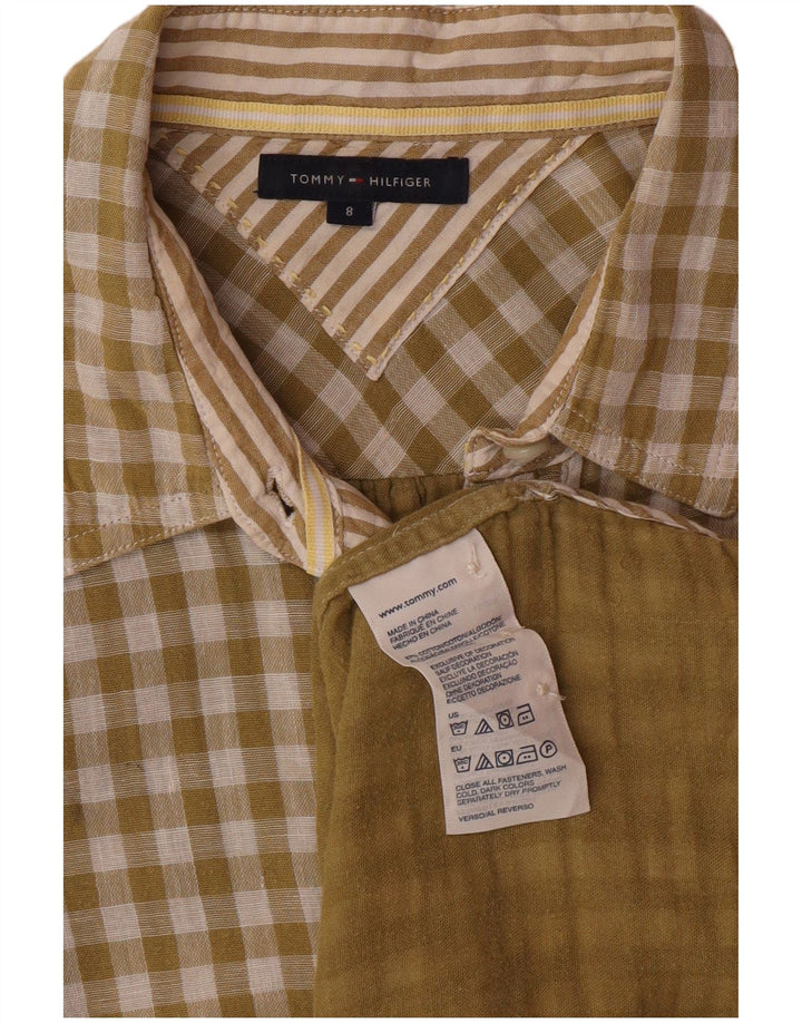 TOMMY HILFIGER Camicia lunga da donna US 8 cotone a quadretti verde medio