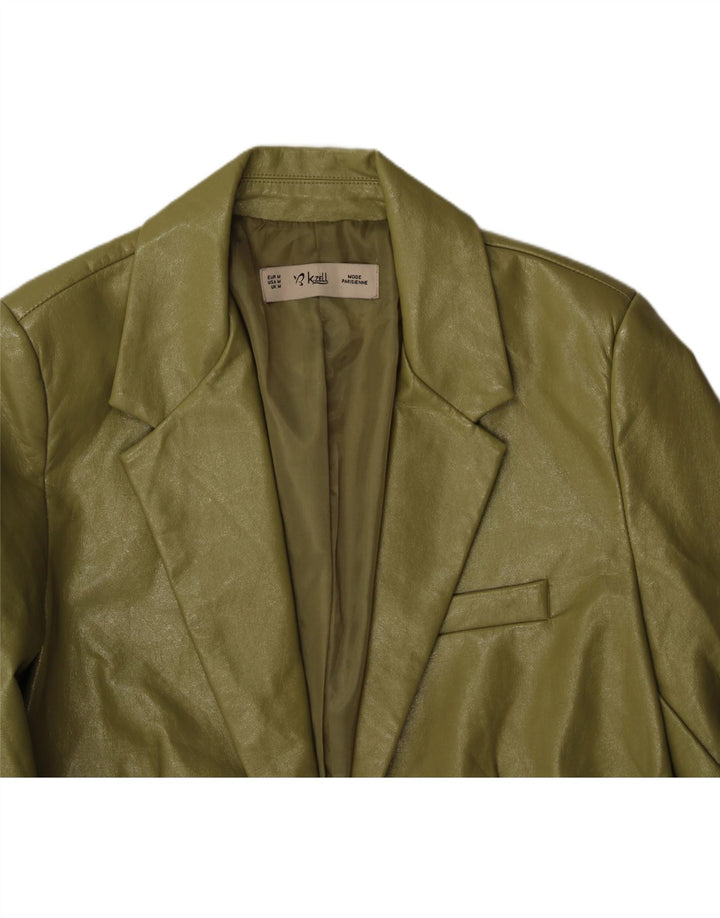 K. ZELL Womens 1 Button Leather Blazer Jacket UK 14 Medium Green Vintage K. Zell and Second-Hand K. Zell from Messina Hembry 