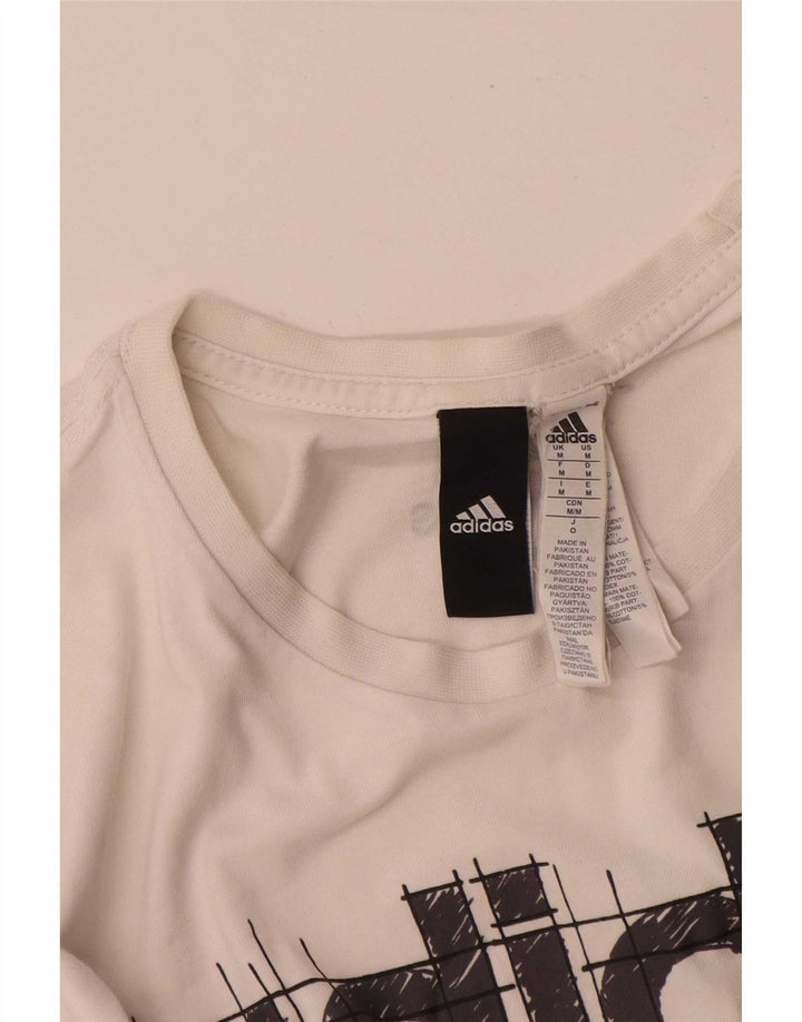 T-shirt grafica da uomo Adidas Top in cotone bianco medio