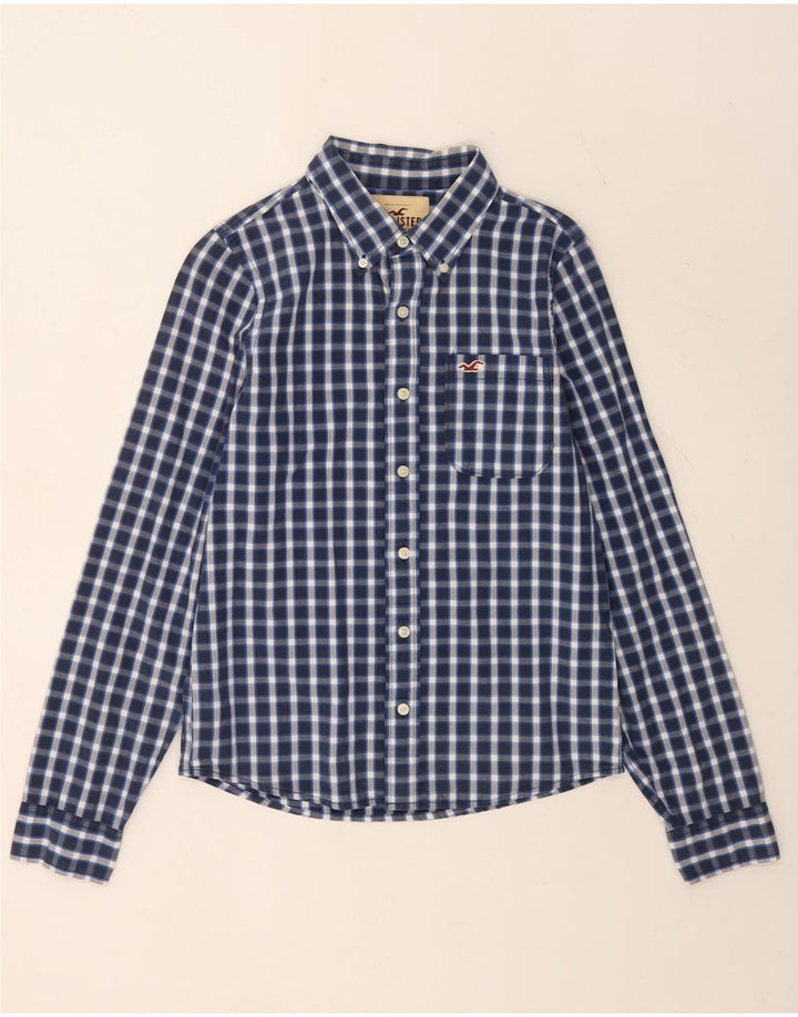 Camicia Hollister da uomo in cotone a quadretti blu medio