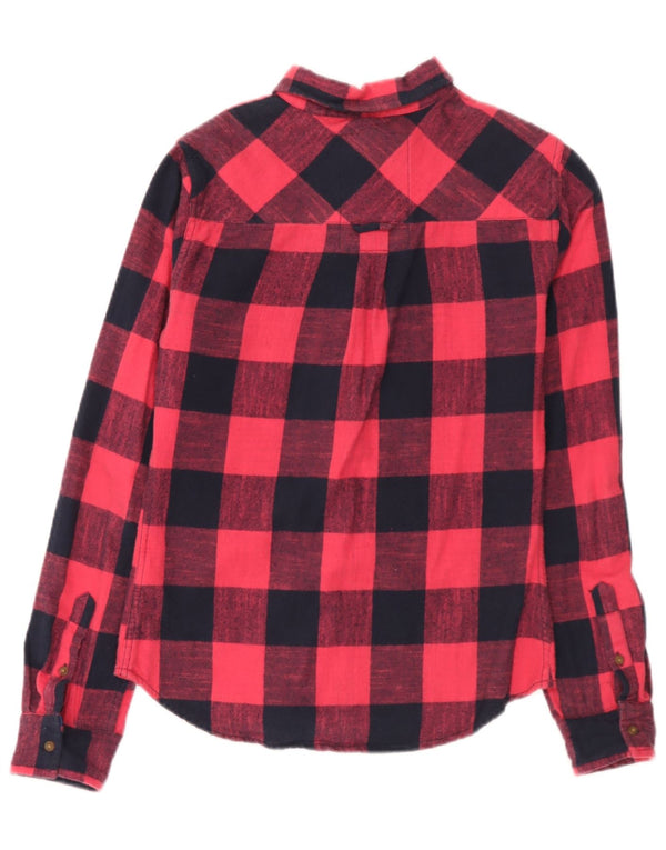 Camicia da donna in flanella dal taglio classico Superdry UK 10 piccolo cotone a quadri rossi