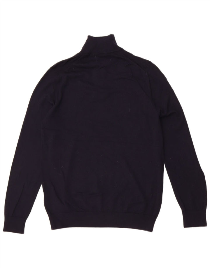 Marks & Spencer Maglione da uomo con collo con zip autografato blu navy medio