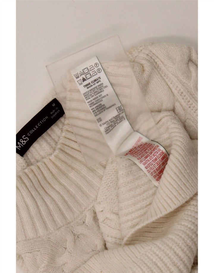Maglione maglione a collo alto da donna Marks & Spencer UK 14 medio bianco