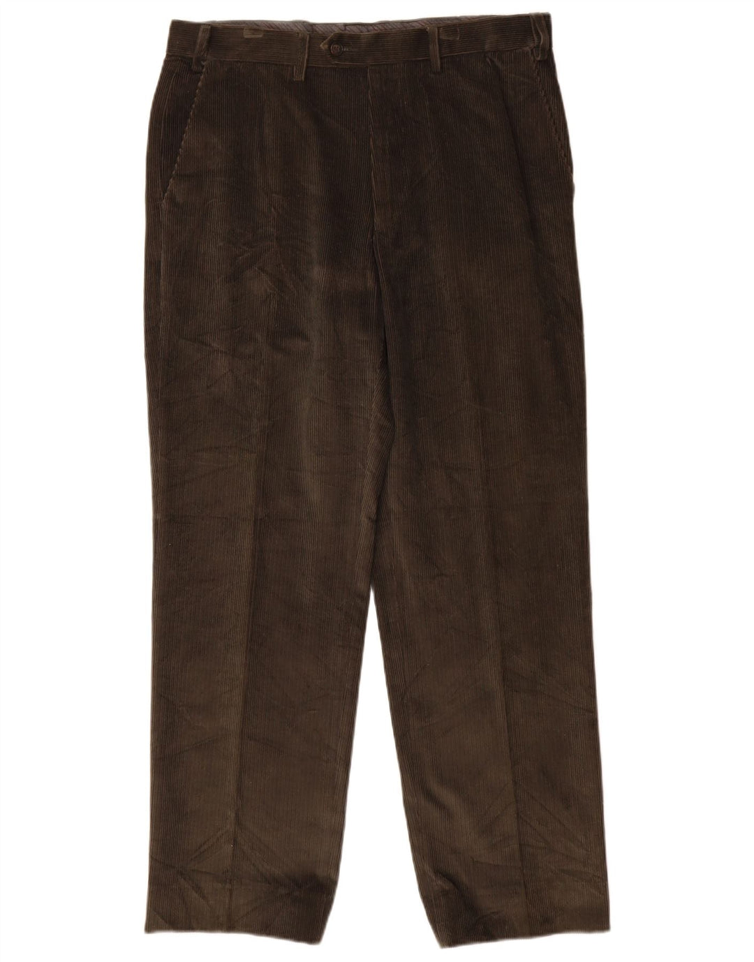 MARKS & SPENCER Pantaloni dritti da uomo in velluto a coste W34 L31 cotone marrone