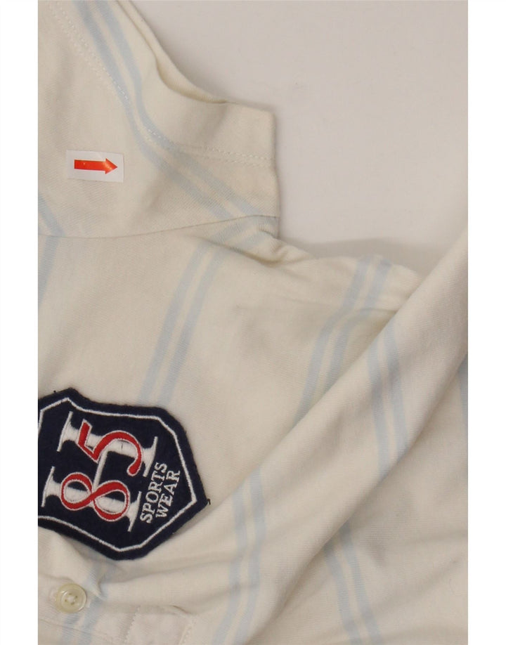 TOMMY HILFIGER Polo da donna UK 6 XS cotone a righe bianche