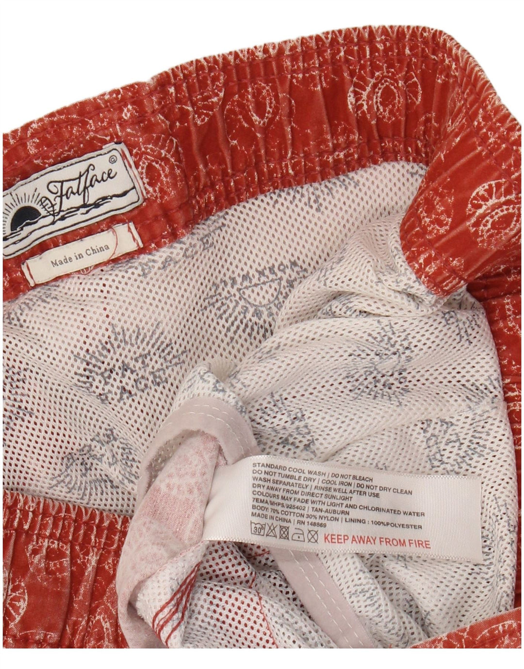 Pantaloncini da bagno da uomo Fat Face Cotone floreale arancione medio