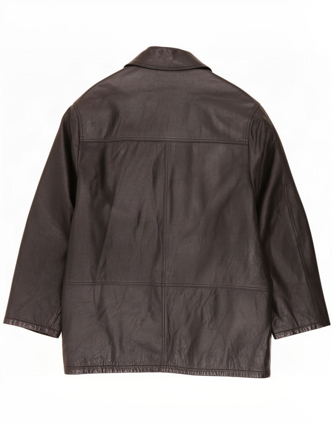 Cappotto in pelle vintage da uomo IT 48 medio nero