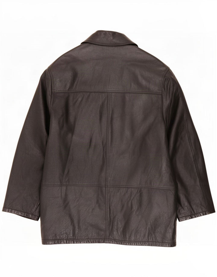 Cappotto in pelle vintage da uomo IT 48 medio nero