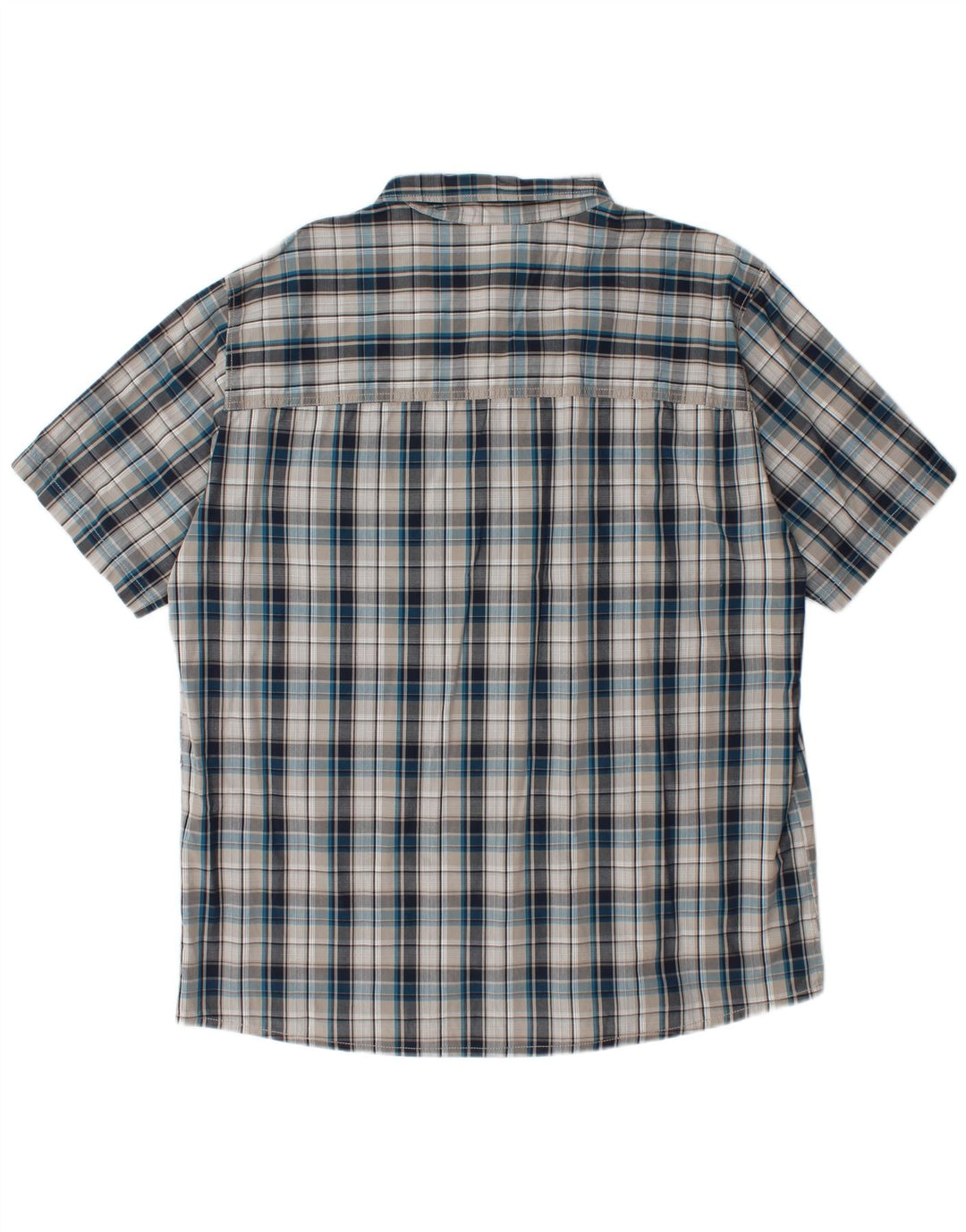 JACK WOLFSKIN Camicia a maniche corte da uomo UK 48 2XL Cotone a quadri blu