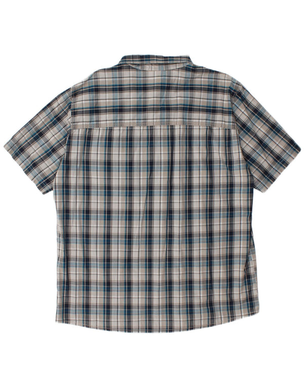 JACK WOLFSKIN Camicia a maniche corte da uomo UK 48 2XL Cotone a quadri blu