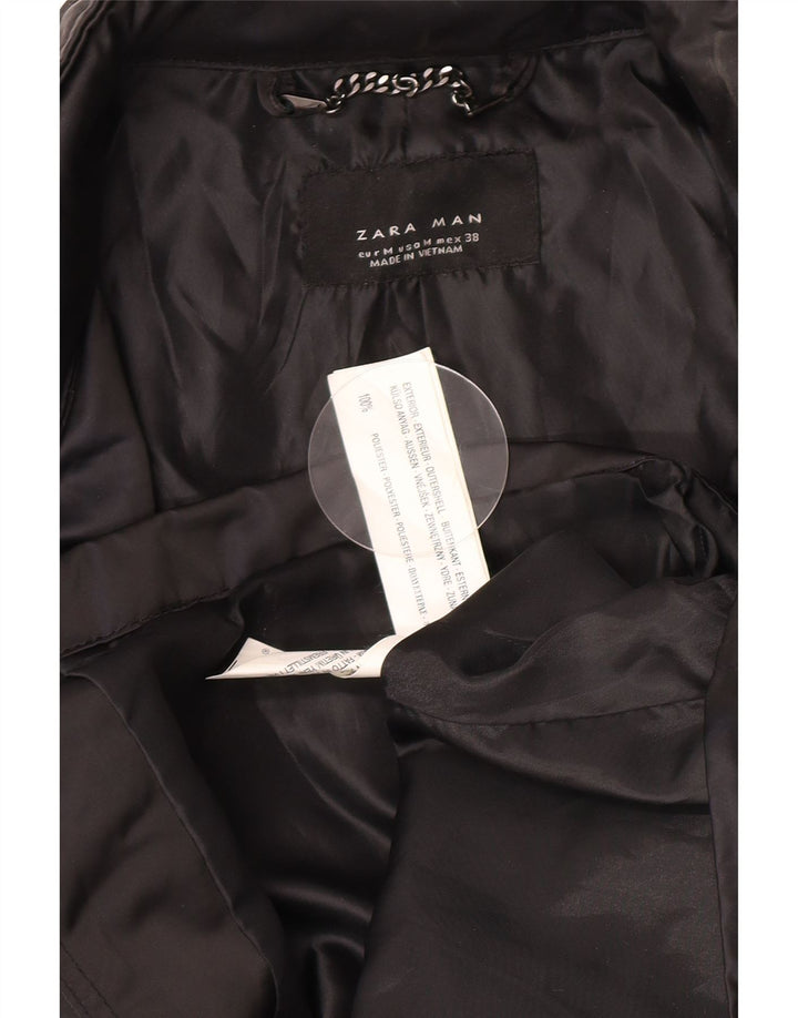 Giacca utilitaria con cappuccio da uomo Zara UK 38 poliestere nero medio