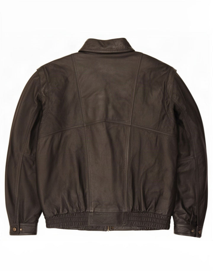 Giacca vintage da uomo in ecopelle UK 40 grande poliestere nero