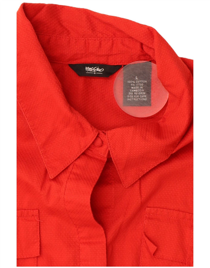 Mossimo Camicia a maniche corte da donna Camicetta UK 14 Large Rosso Cotone