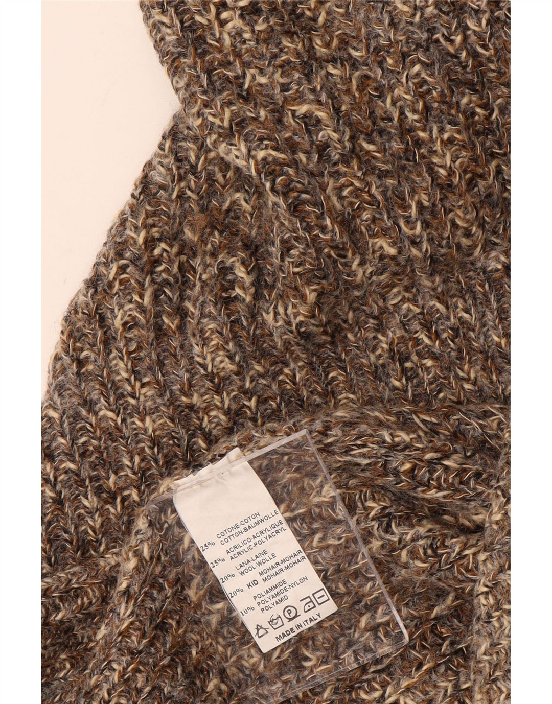 Maglione oversize da donna VINTAGE con scollo a V UK 18 XL Marrone screziato