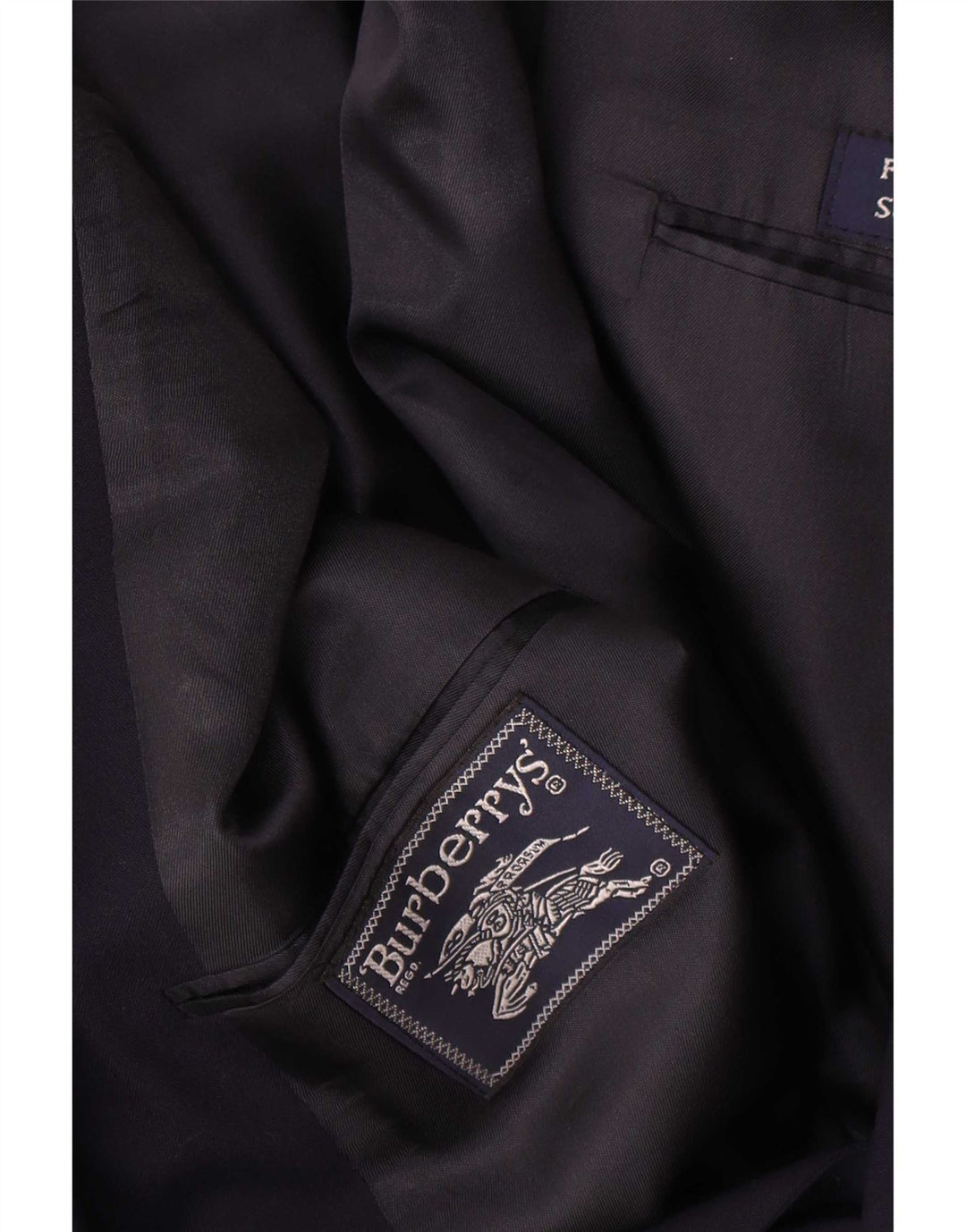 Giacca blazer doppiopetto da uomo Burberrys UK 40 grande lana blu navy