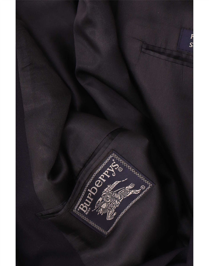 Giacca blazer doppiopetto da uomo Burberrys UK 40 grande lana blu navy