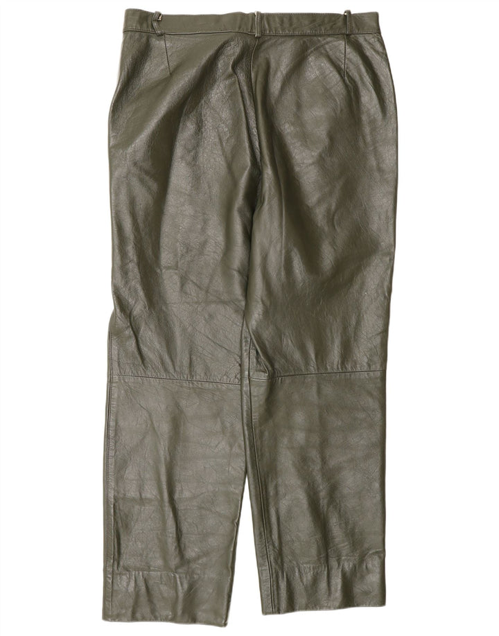 Pantaloni vintage in pelle con ancoraggi da uomo W34 L27 Cachi