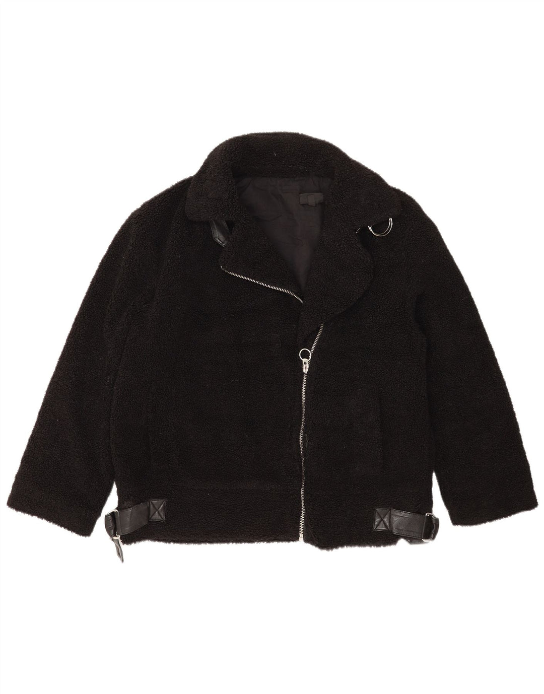 Giacca in pile oversize da donna Topshop UK 14 poliestere nero medio