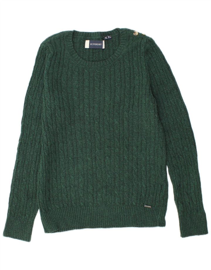 Maglione maglione girocollo da donna Superdry UK 12 Acrilico verde medio
