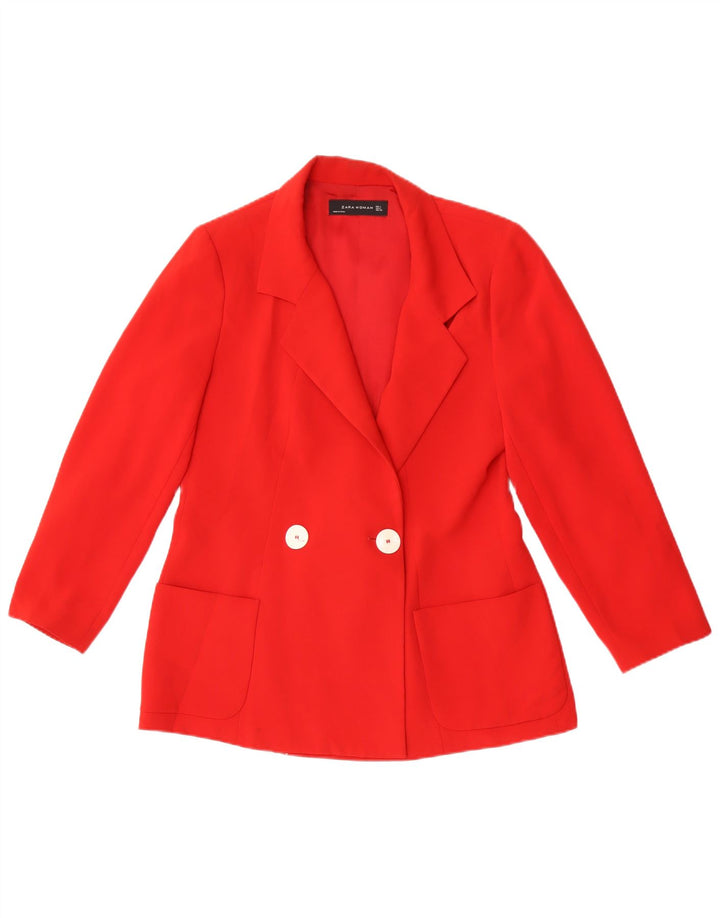 Giacca blazer doppiopetto da donna Zara UK 14 grande poliestere rosso