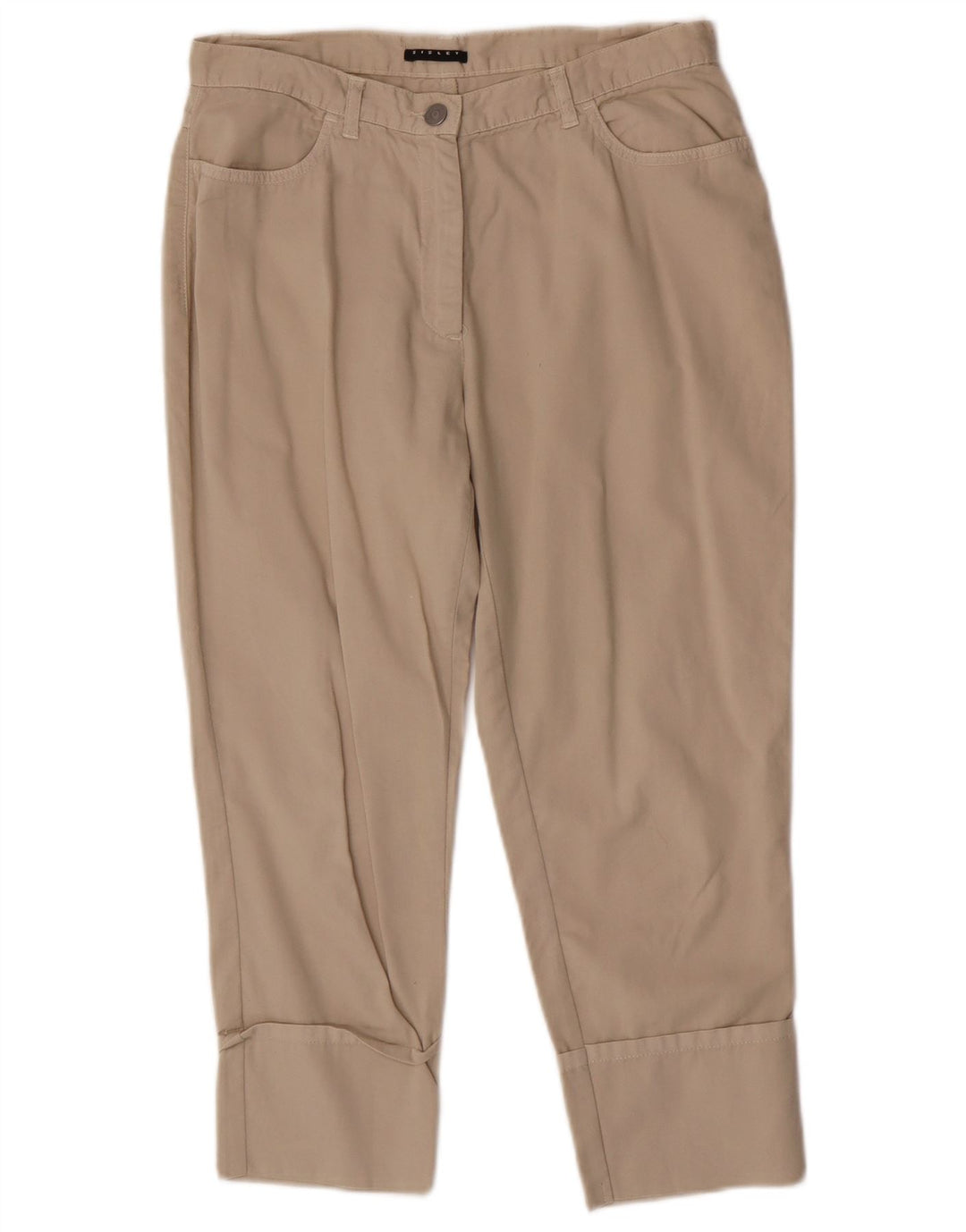 Pantaloni Capri affusolati da donna Sisley IT 44 Medio W28 L22 Cotone beige