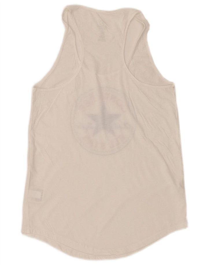 CONVERSE Canottiera grafica da donna vestibilità classica UK 6 XS cotone bianco