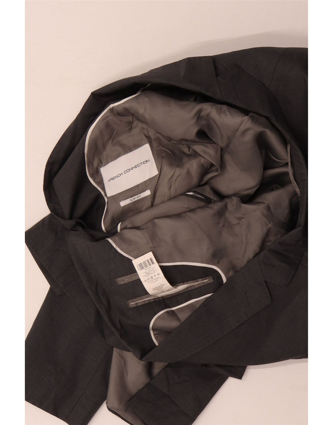 Giacca blazer slim fit da uomo a 2 bottoni French Connection IT 52 XL in lana grigia