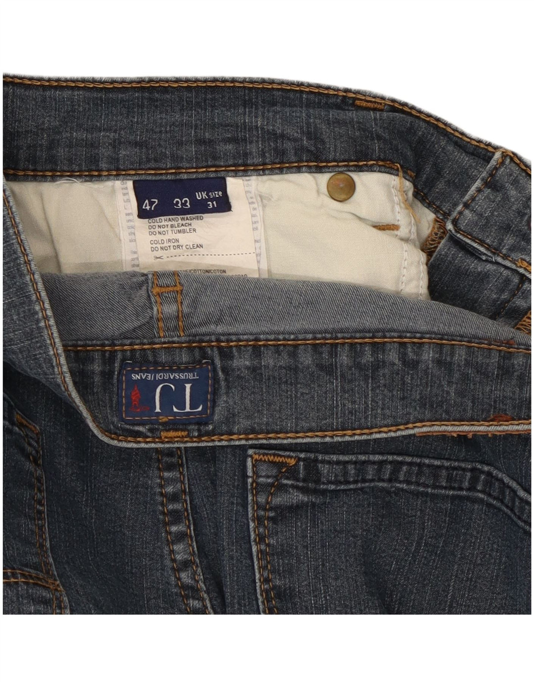 Jeans Dritti Donna Trussardi W31 L29 Cotone Blu Navy
