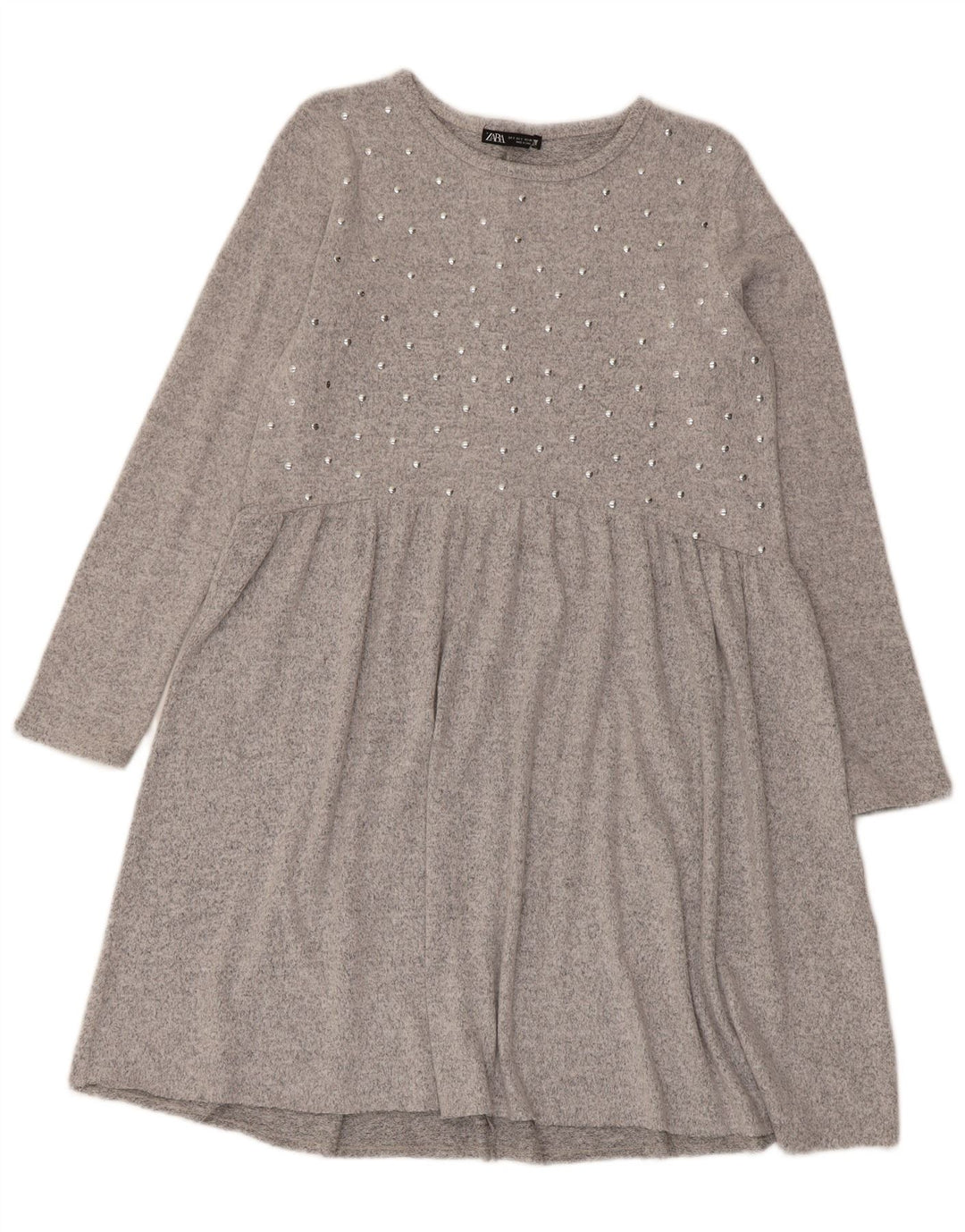 Abito basic a maniche lunghe da donna Zara UK 10 piccolo poliestere grigio