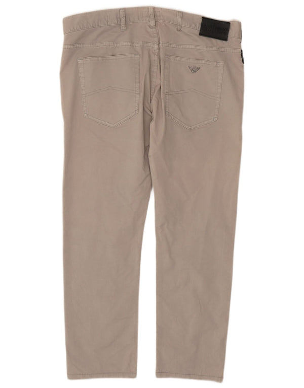 Pantaloni casual slim fit da uomo Armani W36 L28 in cotone beige