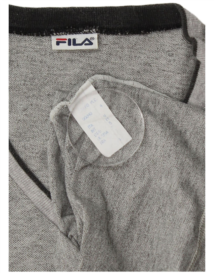 T-shirt Fila da uomo Top in cotone grigio medio