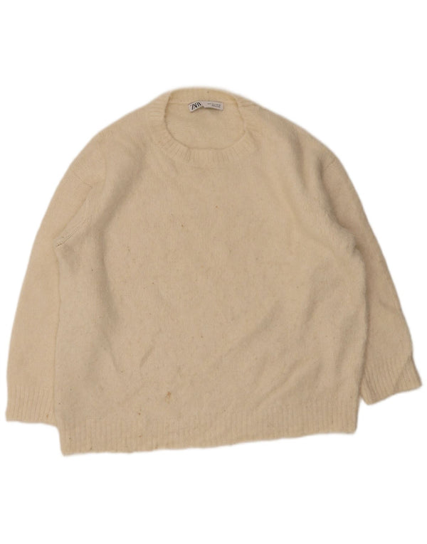 Maglione maglione oversize con scollo a barca da donna Zara UK 10 piccolo Beige